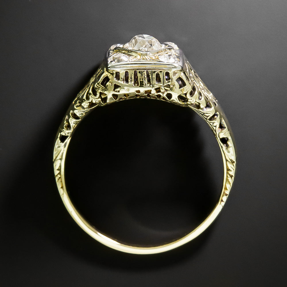Art Deco Diamond Filigree Ring - 5