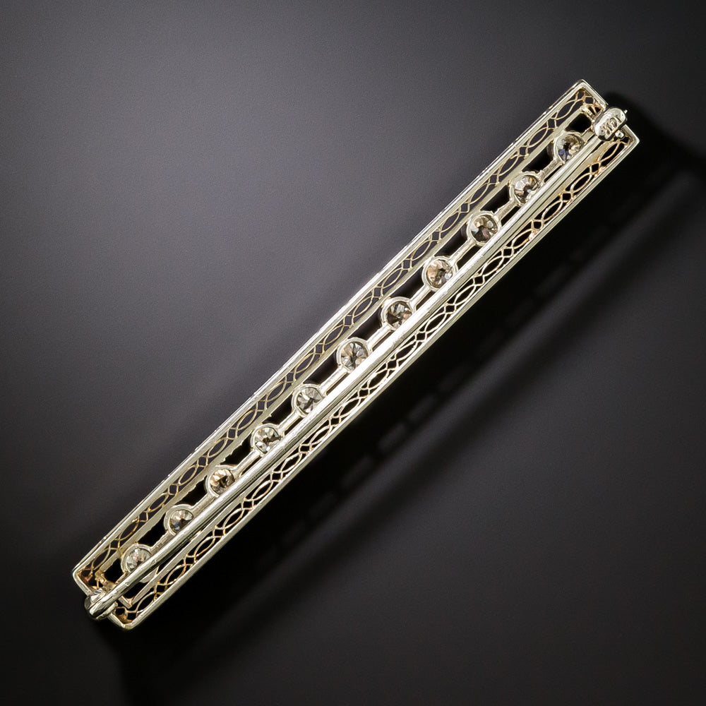 Art Deco Diamond Lattice Bar Brooch - 3