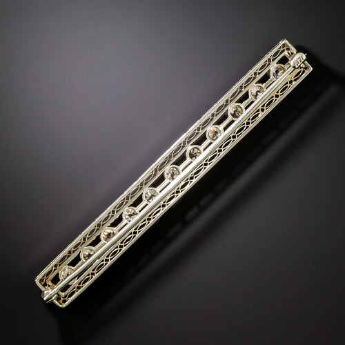 Art Deco Diamond Lattice Bar Brooch - 3
