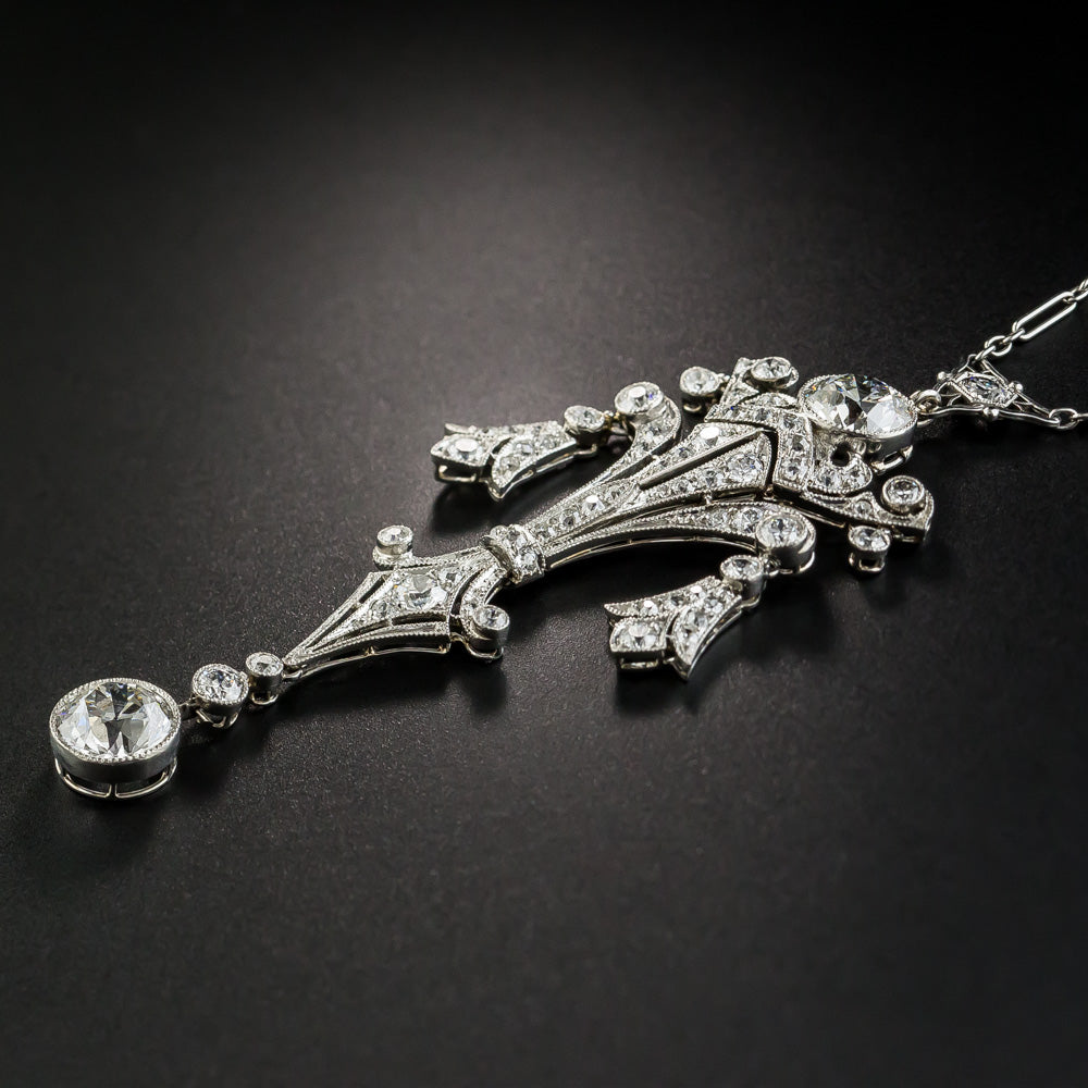 Art Deco Diamond Lavalière Necklace - 3