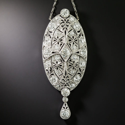 Art Deco Diamond Lavaliere Necklace - 5