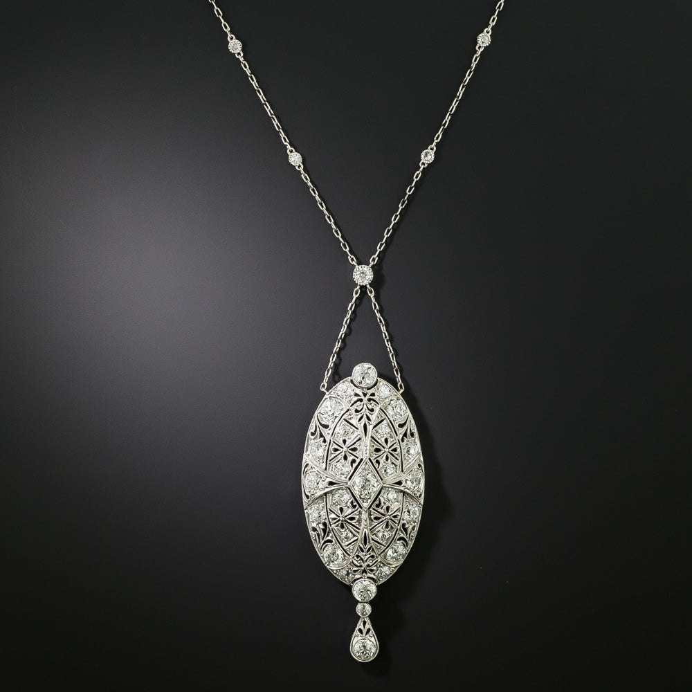 Art Deco Diamond Lavaliere Necklace - 6