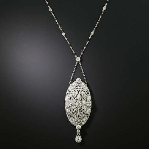 Art Deco Diamond Lavaliere Necklace - 6