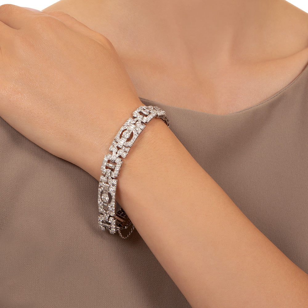 Art Deco Diamond Link Bracelet - 5