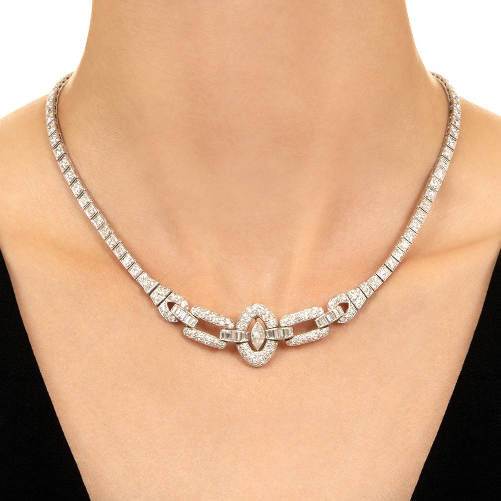Art Deco Diamond Necklace by Katz & Ogush - 6