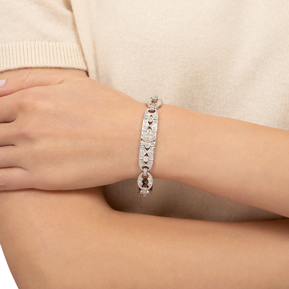 Art Deco Diamond Platinum Bracelet - 4