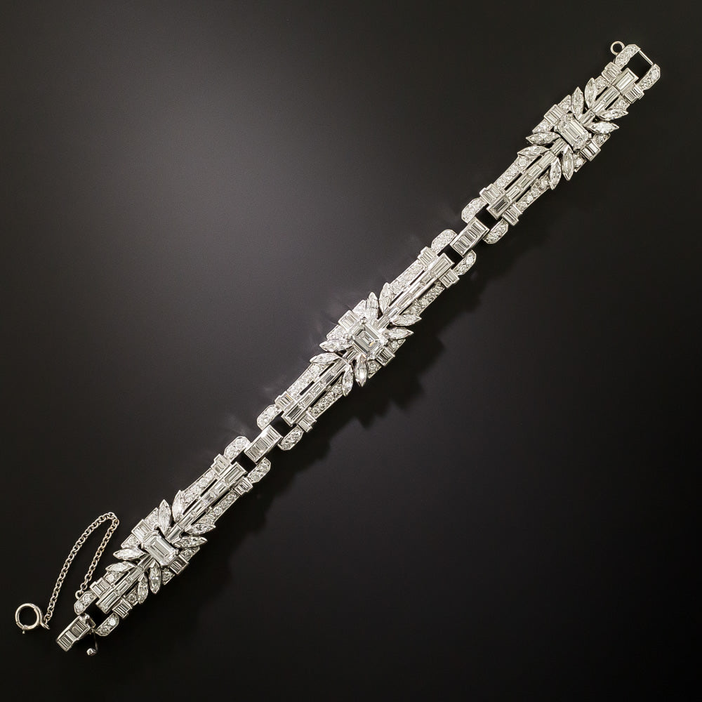 Art Deco Diamond Platinum Bracelet - GIA - 3