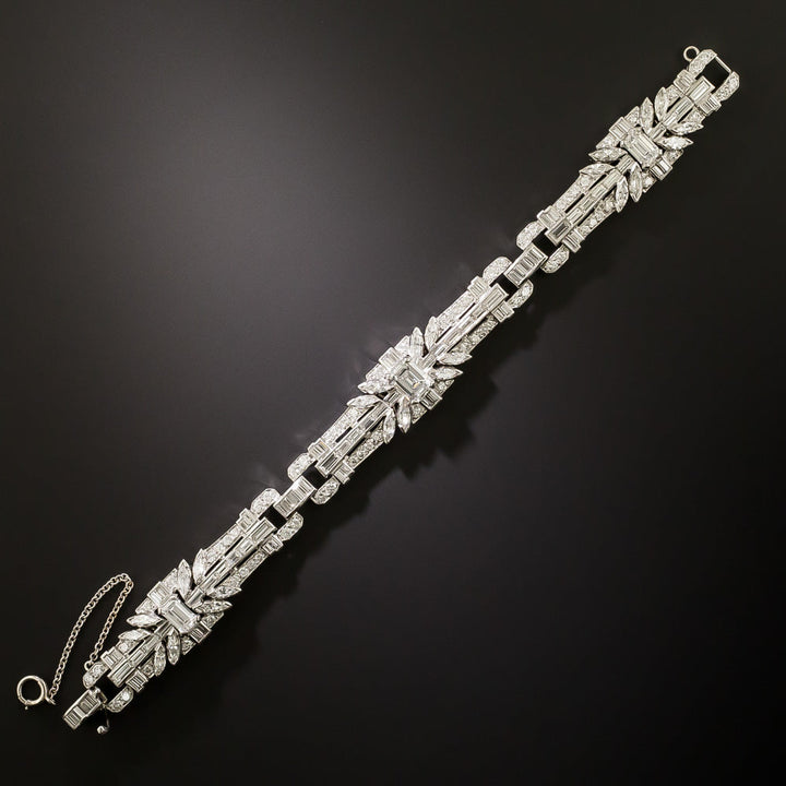 Art Deco Diamond Platinum Bracelet - GIA