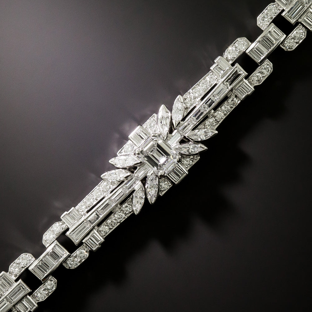 Art Deco Diamond Platinum Bracelet - GIA - 4