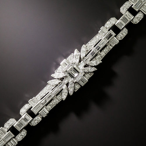 Art Deco Diamond Platinum Bracelet - GIA - 4