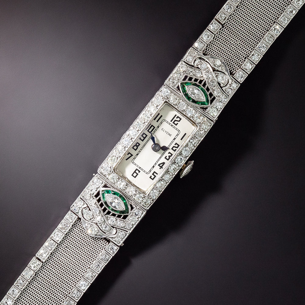 Art Deco Diamond Platinum Mesh Watch - 3
