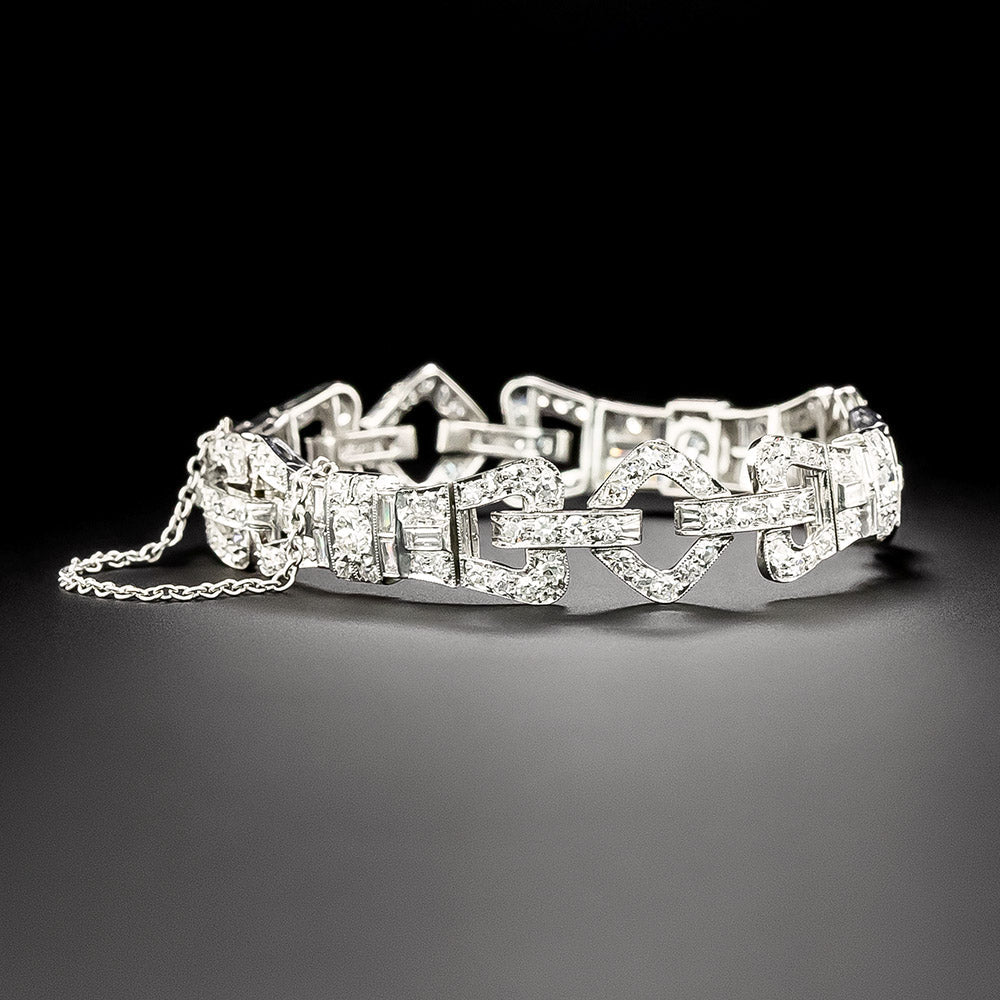 Art Deco Diamond Stirrup Line Bracelet  - 3