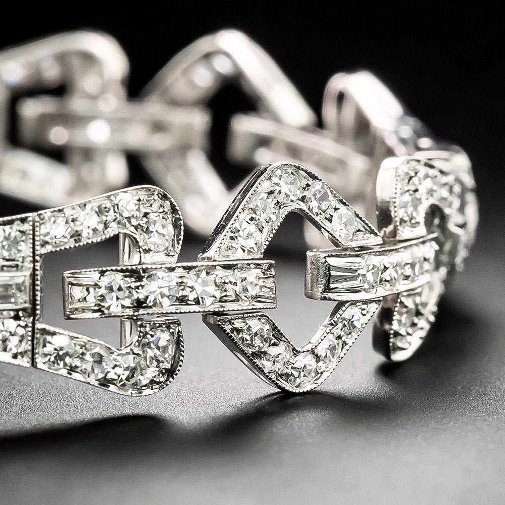 Art Deco Diamond Stirrup Line Bracelet  - 4