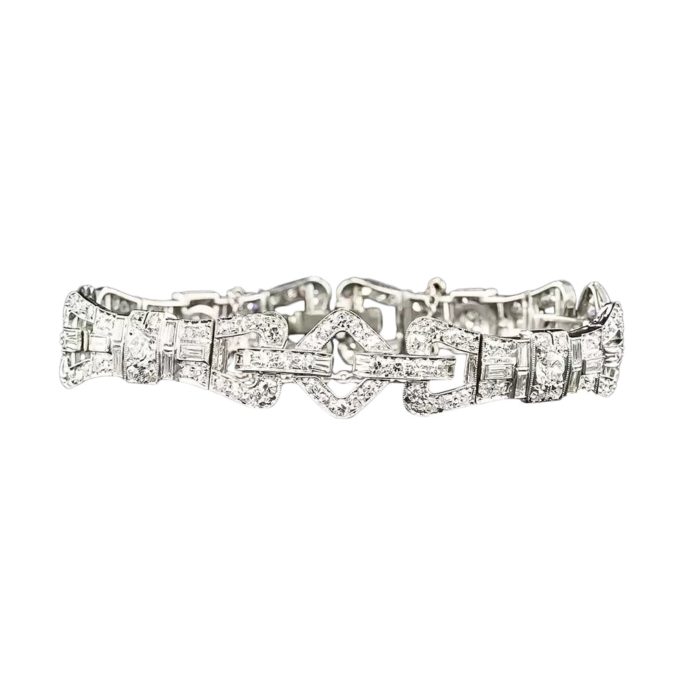 Art Deco Diamond Stirrup Line Bracelet  - 4