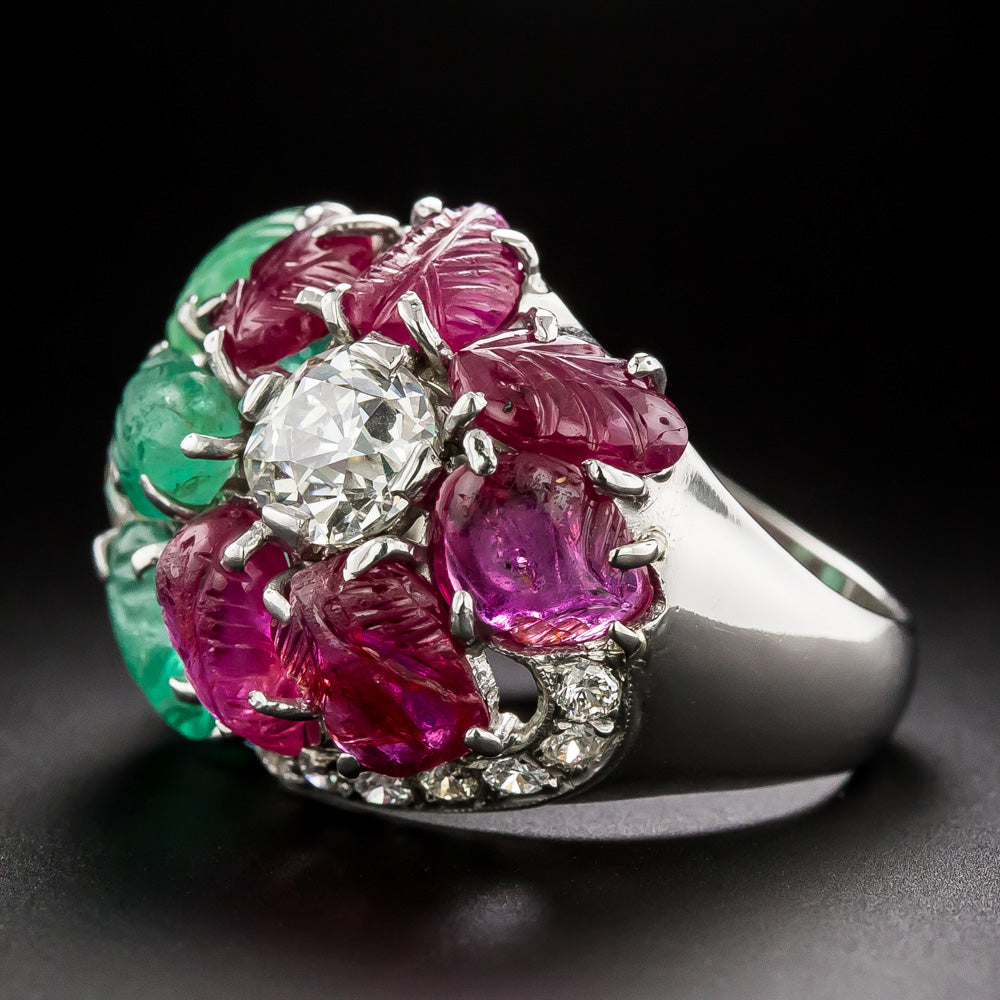 Art Deco Diamond Tutti Frutti Ring - GIA - 4