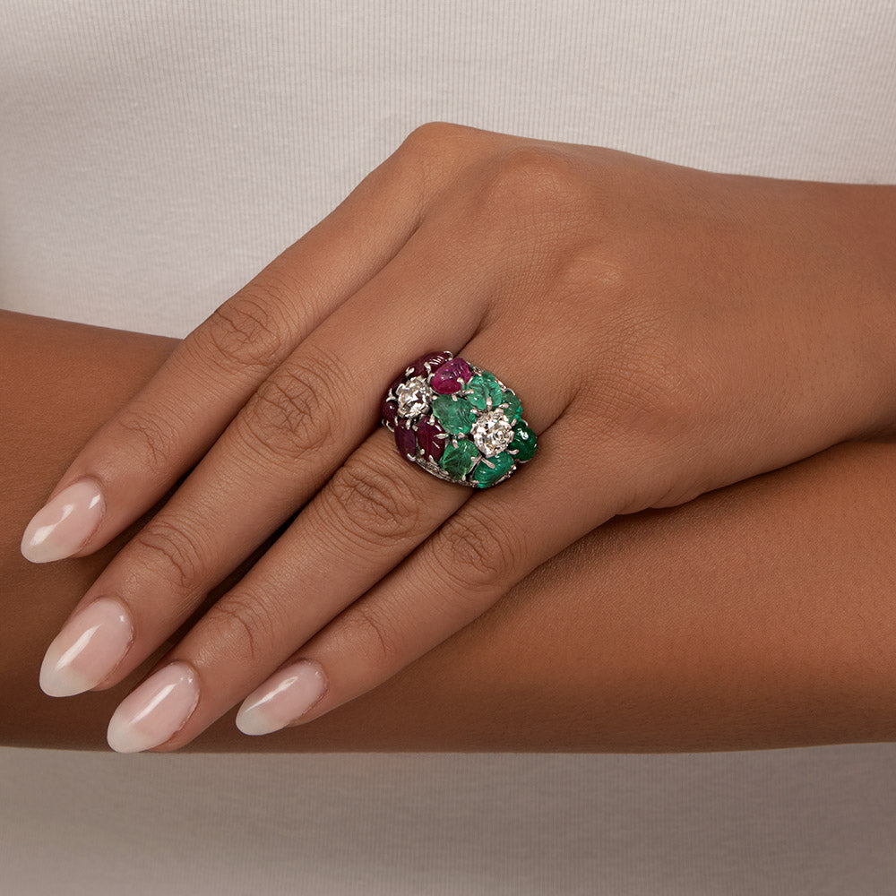 Art Deco Diamond Tutti Frutti Ring - GIA - 6