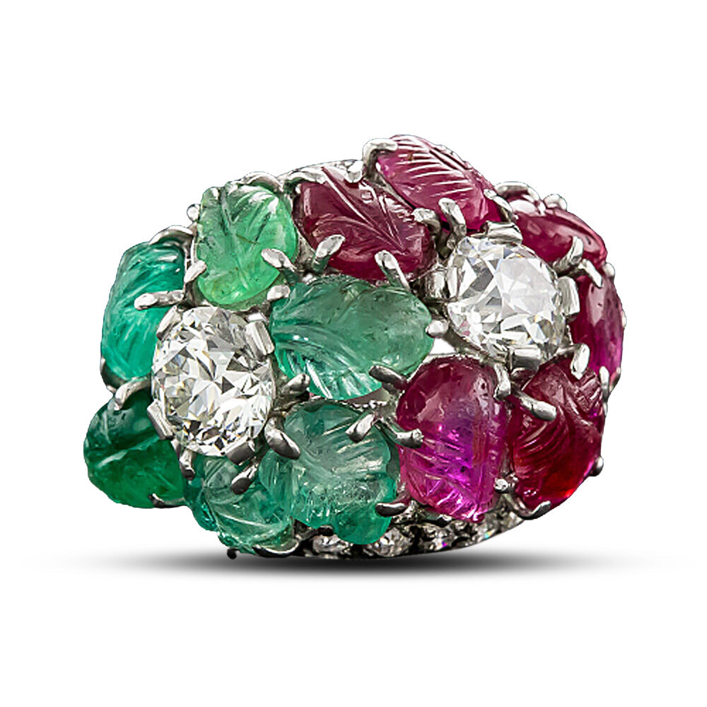 Art Deco Diamond Tutti Frutti Ring - GIA - 5