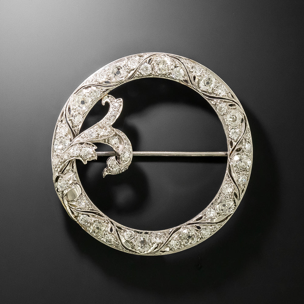 Art Deco Diamond Wreath Brooch - 2
