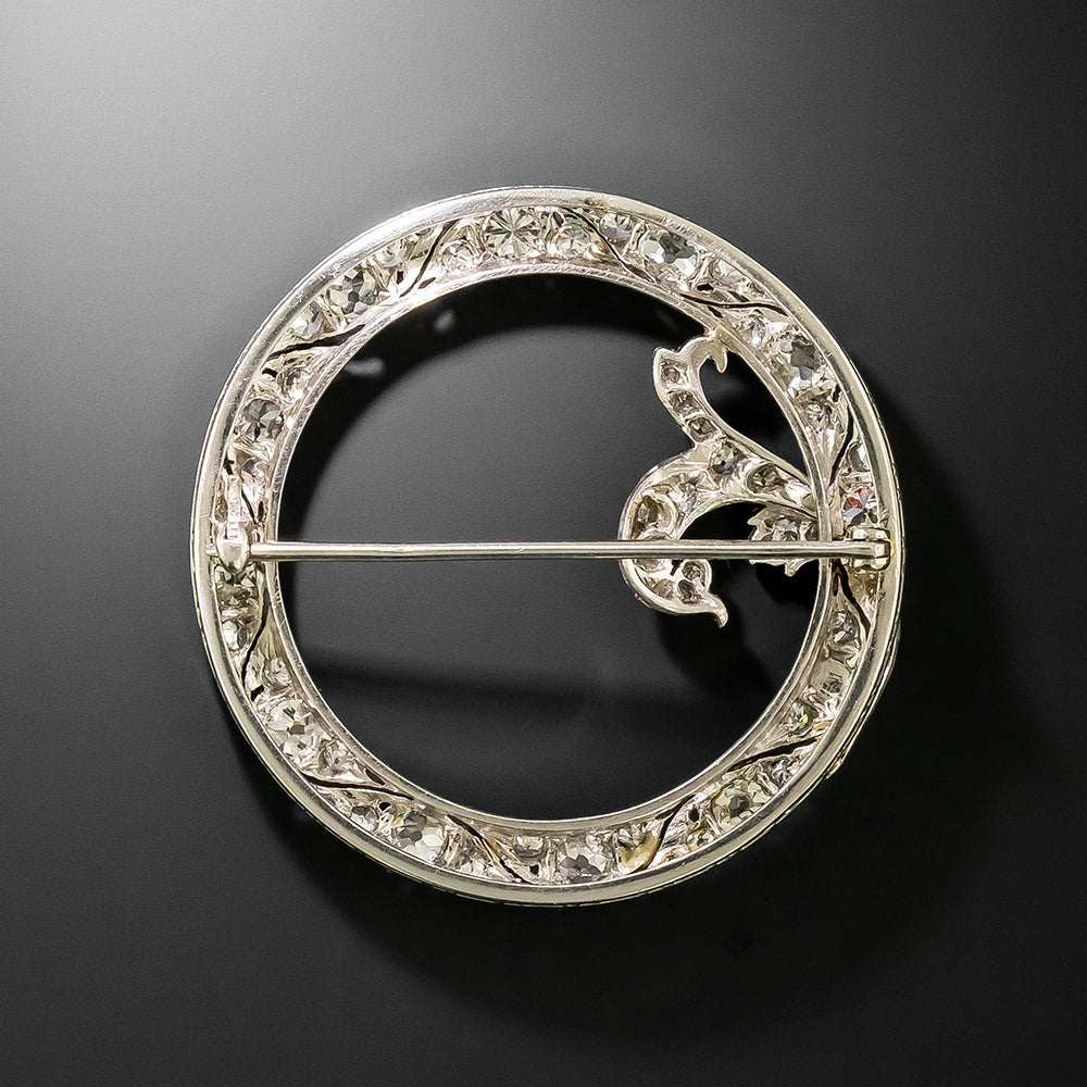 Art Deco Diamond Wreath Brooch - 3