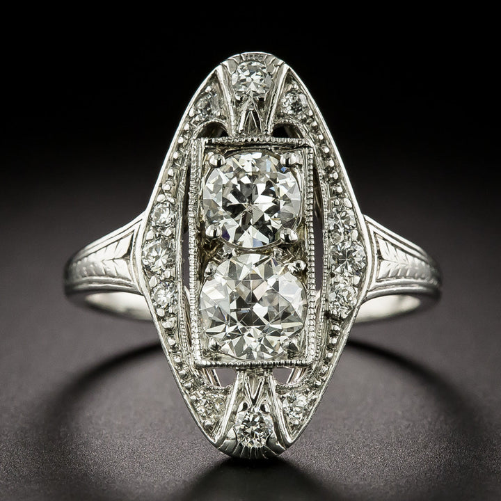 Art Deco Double-Diamond Dinner Ring