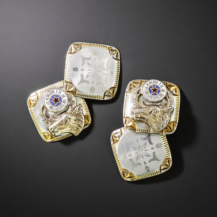 Art Deco Elks Club Cufflinks by Charles Keller & Co.