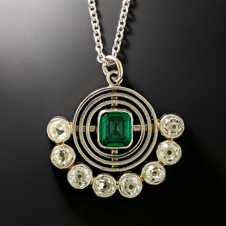 Art Deco Emerald and Diamond Necklace - GIA F1