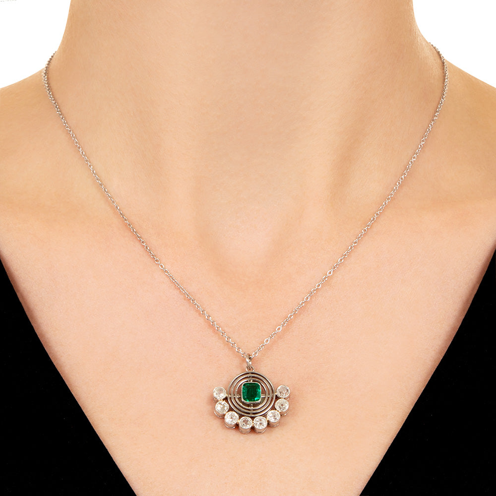 Art Deco Emerald and Diamond Necklace - GIA F1 - 4