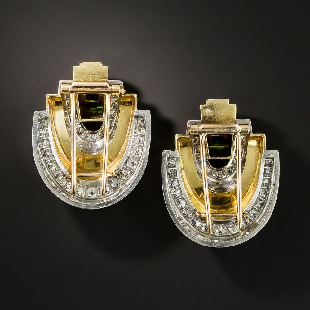 Art Deco Emerald and Diamond Twin Clips - 4