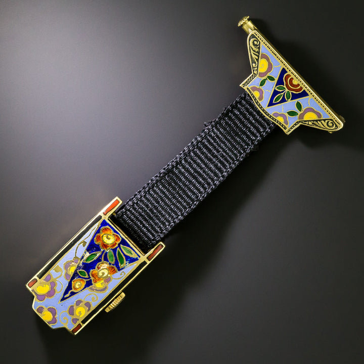 Art Deco Enamel Lapel Watch