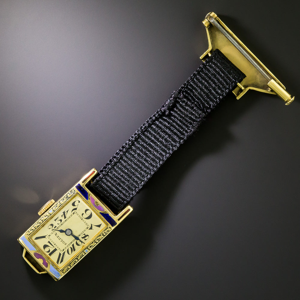 Art Deco Enamel Lapel Watch - 2