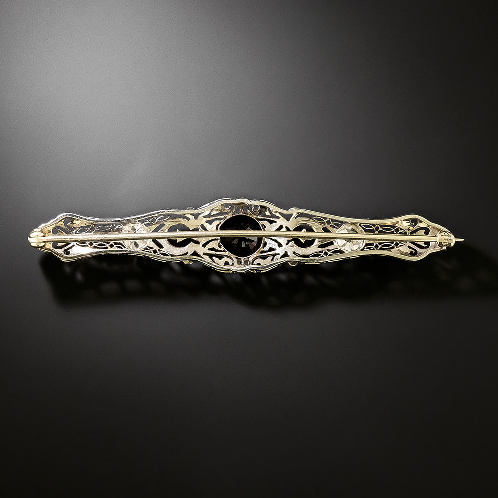 Art Deco Garnet and Diamond Bar Pin by Crane and Theurer - 3