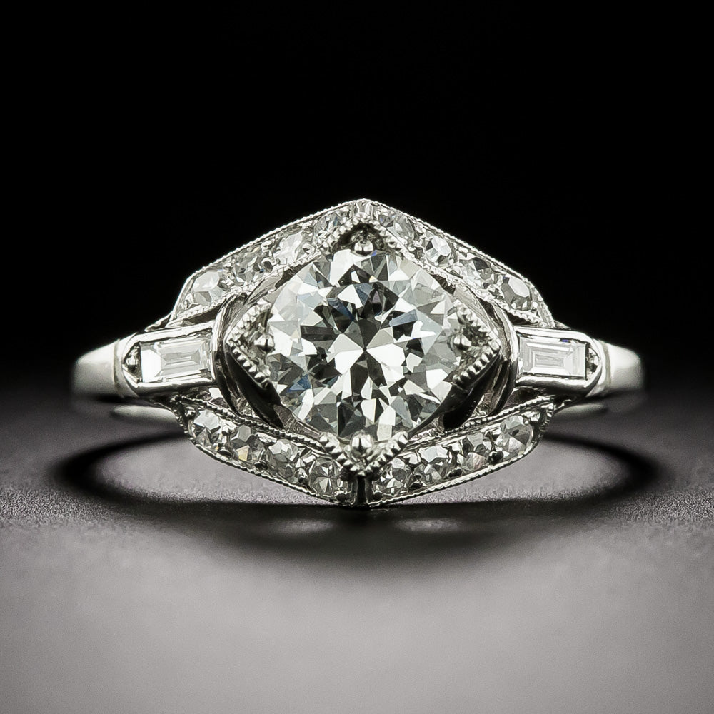 Art Deco Geometric .82 Carat Diamond Engagement Ring - 3