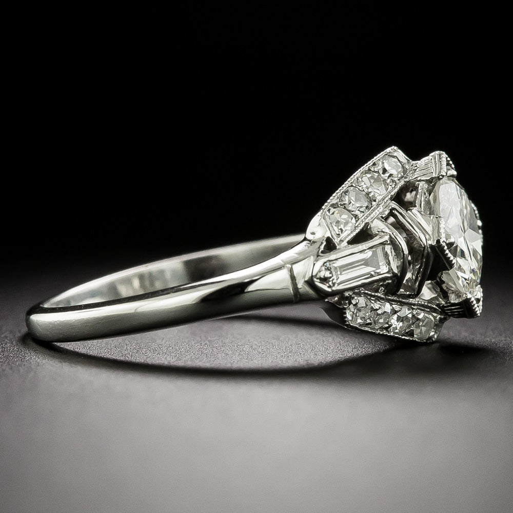 Art Deco Geometric .82 Carat Diamond Engagement Ring - 4