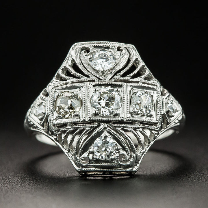 Art Deco Hexagonal Diamond Dinner Ring