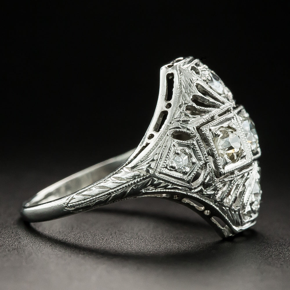 Art Deco Hexagonal Diamond Dinner Ring - 3
