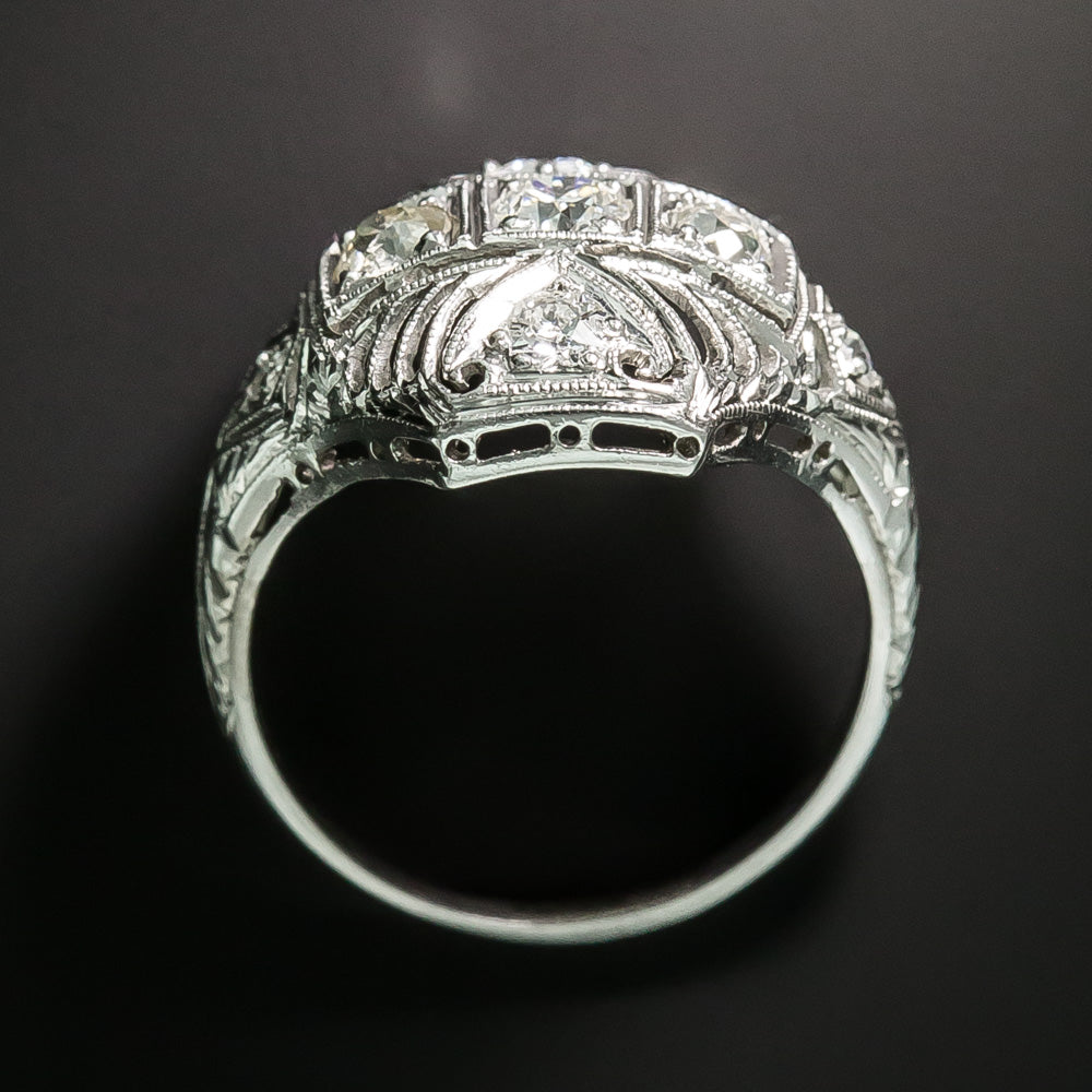 Art Deco Hexagonal Diamond Dinner Ring - 4