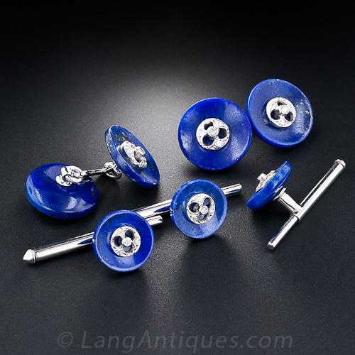 Art Deco Lapis Button Tuxedo Set  - 3