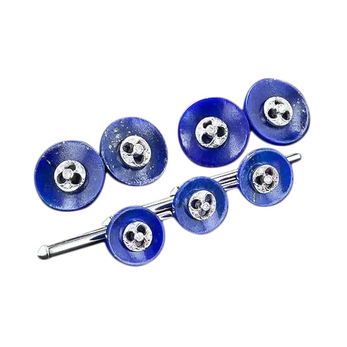 Art Deco Lapis Button Tuxedo Set  - 4
