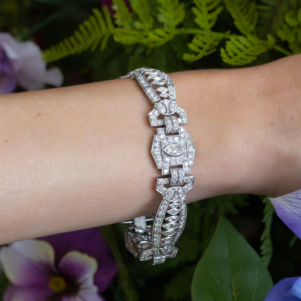 Art Deco Marquise Diamond Bracelet - 7