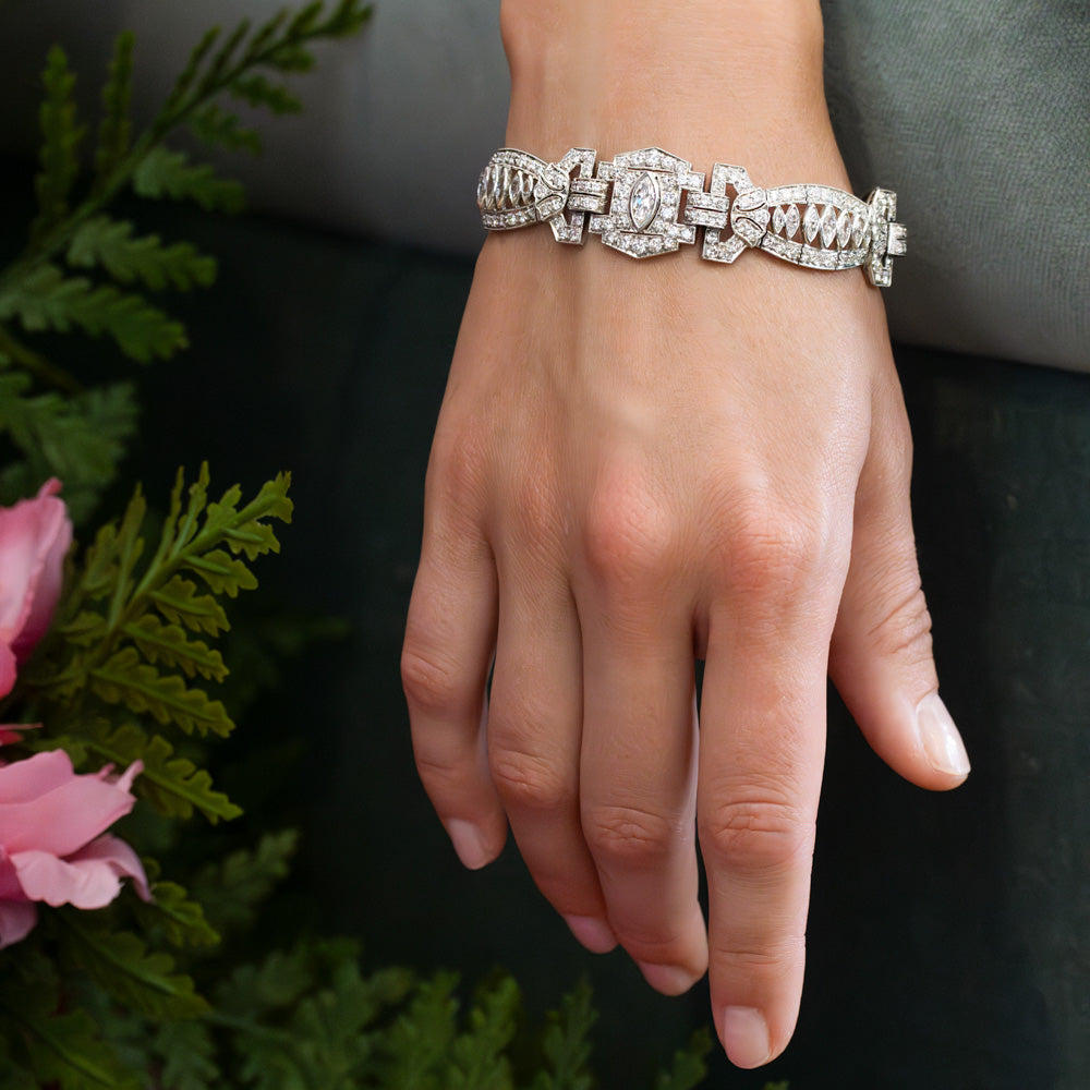 Art Deco Marquise Diamond Bracelet - 8