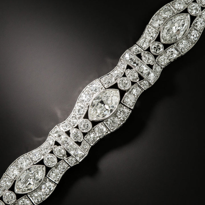 Art Deco Marquise Diamond 'Waves' Bracelet