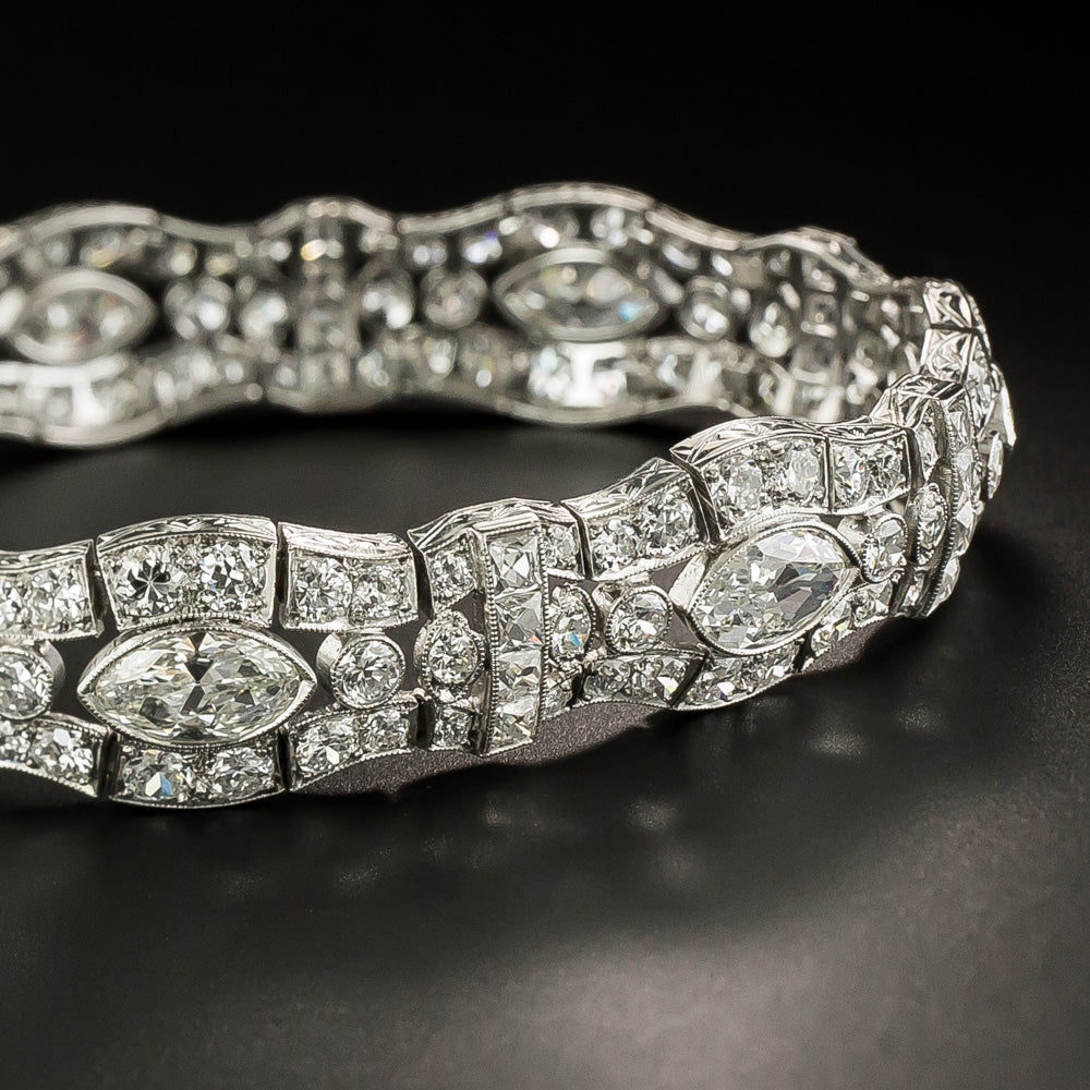 Art Deco Marquise Diamond 'Waves' Bracelet - 4