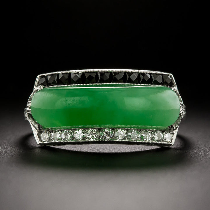 Art Deco Marsh & Co. Jade, Diamond and Onyx Ring
