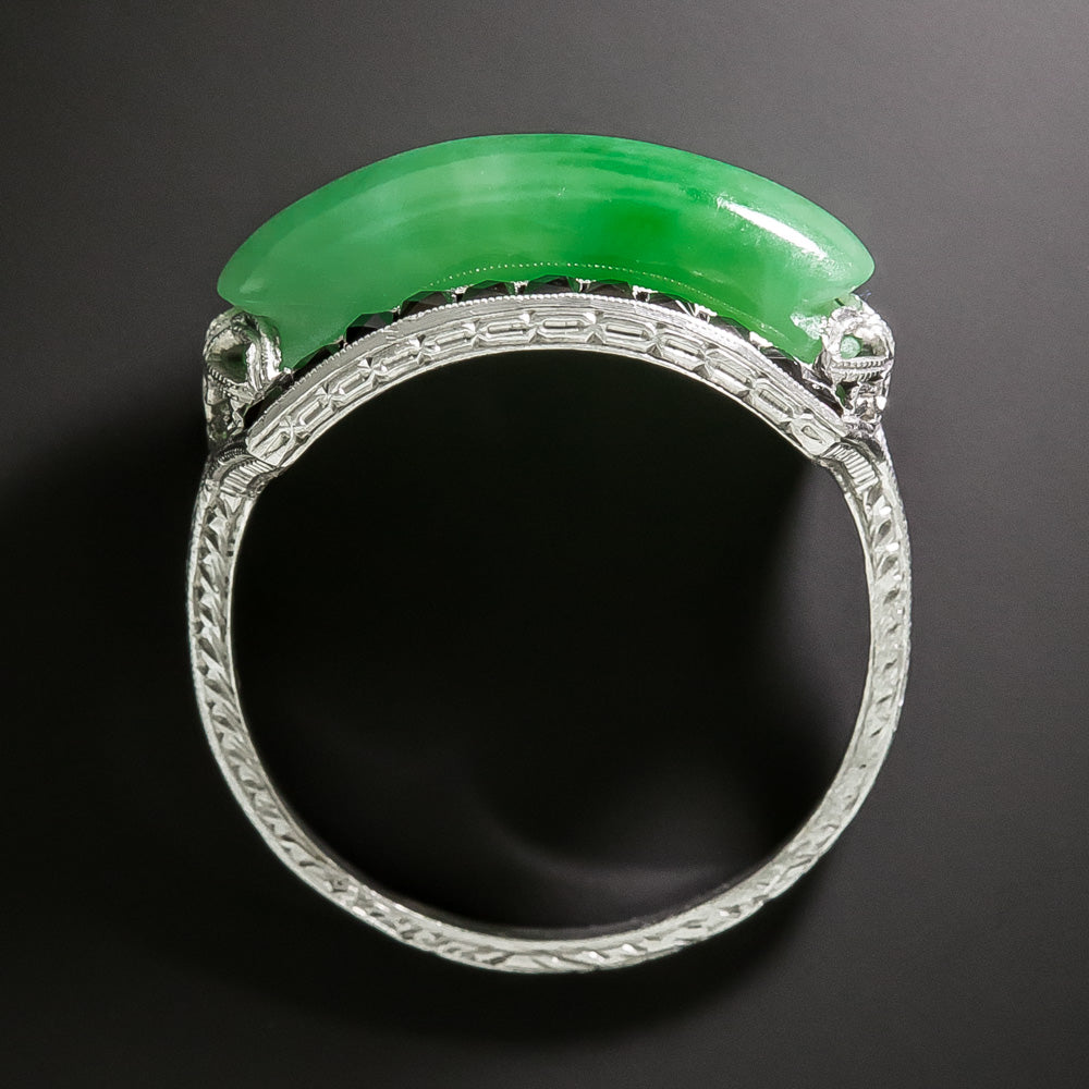 Art Deco Marsh & Co. Jade, Diamond and Onyx Ring - 5