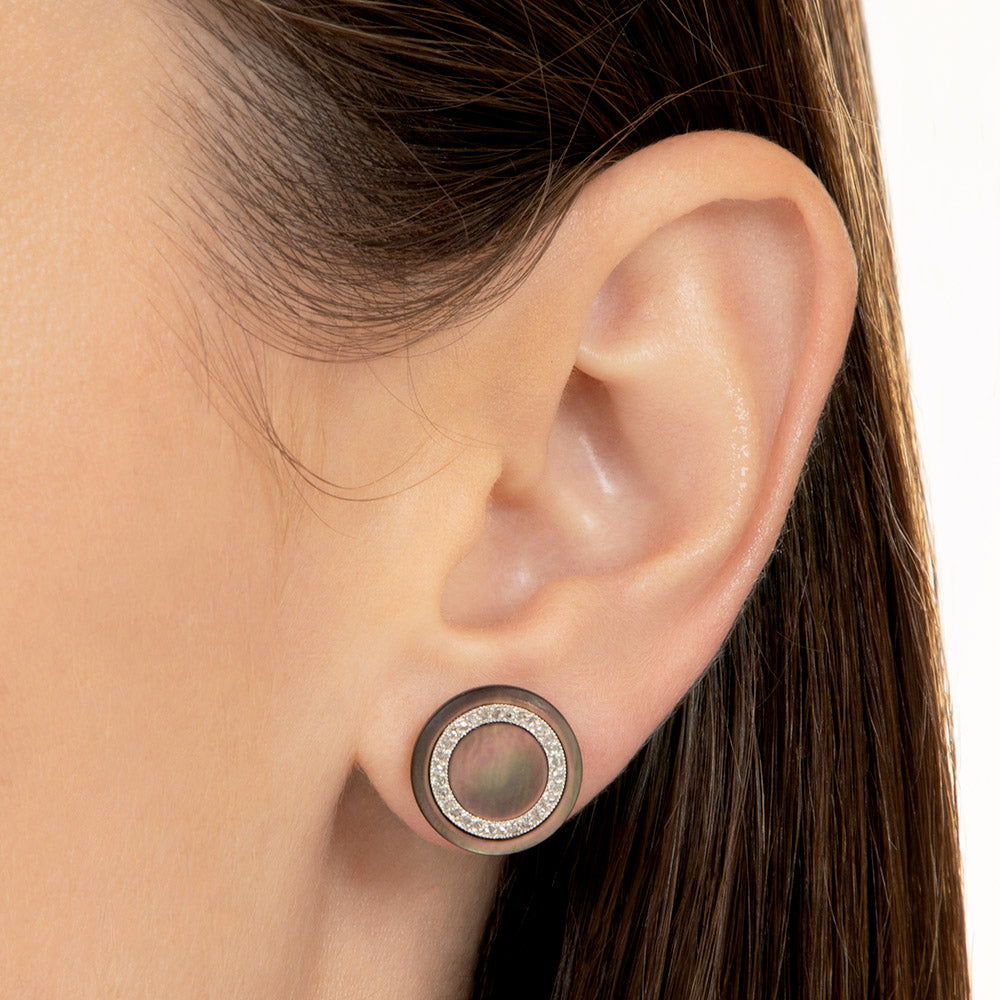 Art Deco Mother-of-Pearl and Diamond Ear Studs by Carrington Co. - 4