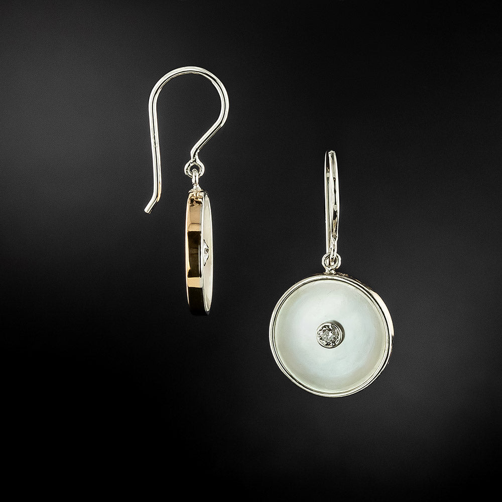 Art Deco Mother-of-Pearl and Diamond Earrings - 3