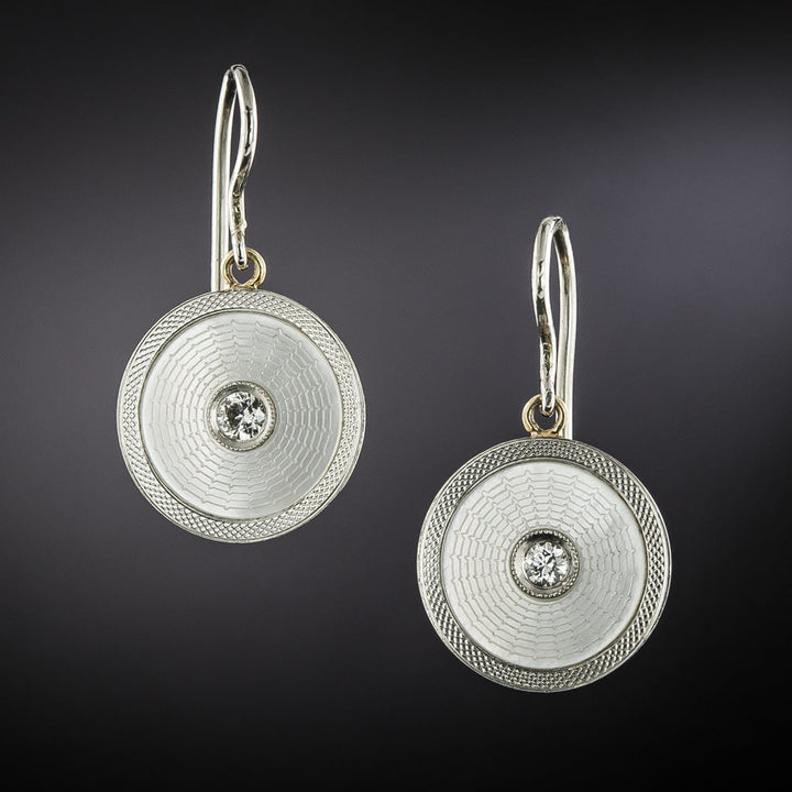 Art Deco Mother-of-Pearl and Diamond Earrings by Carrington