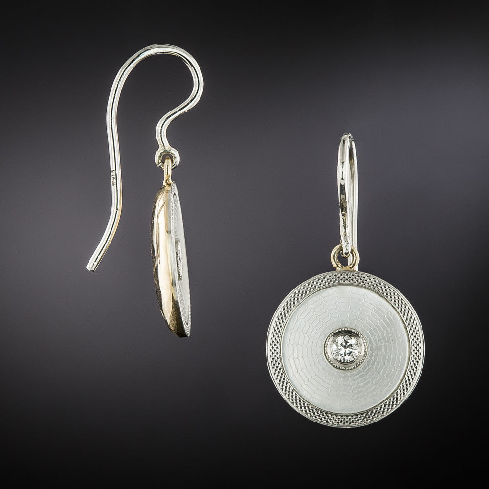 Art Deco Mother-of-Pearl and Diamond Earrings by Carrington - 3