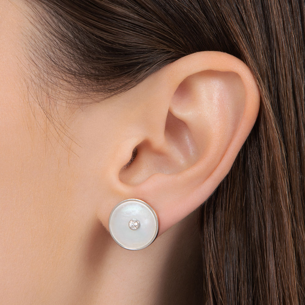 Art Deco Mother of Pearl and Diamond Earrings - 3