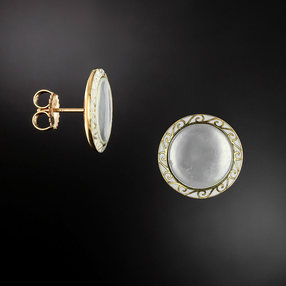 Art Deco Mother-of-Pearl and Enamel Stud Earrings  - 9